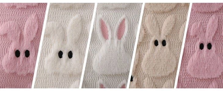 Pink Ears White Rabbit Soft Plush Faux Fur Jacquard For Bedroom best